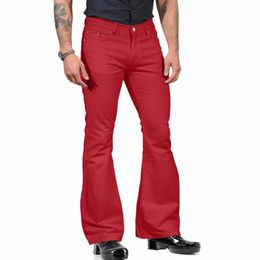 man Pants Solid Colour Slim Casual Pant Jeans Vintage Straight Bell Bottom Outdoor Y2k Summer Korean Fi Big Size Pantales p7a0#