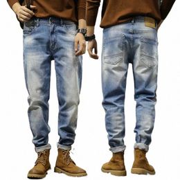 streetwear Fi Men Jeans High Quality Stretch Slim Fit Ripped Jeans Men Elastic Trousers Vintage Designer Denim Pants Hombre F59u#