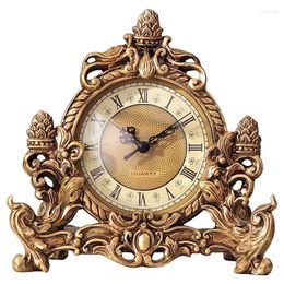 Table Clocks Luxury Retro Silent Resin Desk Clock Work Office Desktop Items Decoration Nordic Interior Antiques Accessories