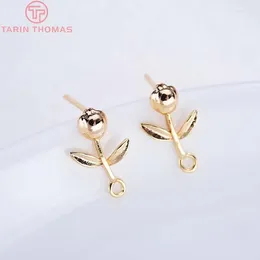Stud Earrings (2233)6PCS 12x8MM 24K Gold Colour Brass Leaf Leaves High Quality Diy Jewellery Findings Accessories