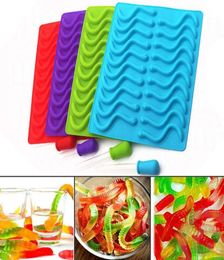 20 Hole Gummy Snake Worms Mold Silicone Chocolate Sugar Candy Jelly Molds Ice Tube Tray Mold Baking Cake Tools1561629