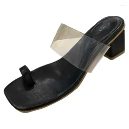 Slippers Women Sandals Transparent Upper Low Heel Female Sexy Sandalias Outside Slipper Shoes Flip Flop