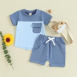 Clothing Sets Fashion Baby Boy Summer Two Pieces Outfits Casual Born Clothes Short Sleeve Contrast Colour T-Shirt Shorts Set For Kids