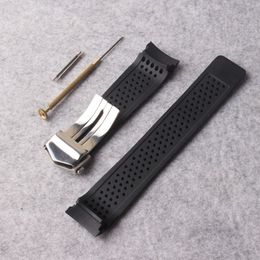 New Watchband strap 22mm Stainless Steel Deployment Black Diving Silicone Rubber Holes Watch Band Strap for Gear S3 replacement224q