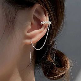 Ear Cuff Ear Cuff 1 piece of unperforated girls ear clip unperforated long tassel chain earrings Y240326