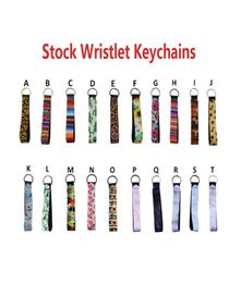 New Wristband Keychains Floral Printed Key Chain Neoprene Key Ring Wristlet Keychain Party Favour 20 Designs Whole DHC3056311846