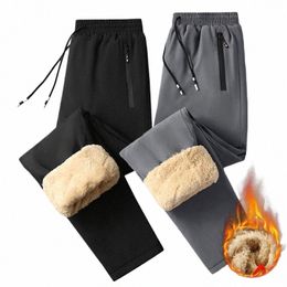 men Plush Thick Fleece Sweatpants Casual Pants Winter Cold-proof Lambswool Thermal Trouser Waterproof Windproof Warm Cott Pant Z6vN#