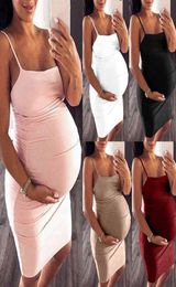 Hamile Kadınlar İçin Kıyafetler Katı Kolsuz Hamile Doğum Elbisesi Annelik Props Bodycon Casual Mini Elbiseler Damla C223276028