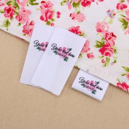 accessories Custom Sewing label, fabric labels, logo or text, cotton ribbon, custom design, flowers (md3044)