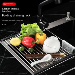 Racks Sink Adjustable Dish Drainer Stainless Steel Drain Rack Fruit Vegetable Washing Drainer Tableware Drain Basket Kitchen Storage