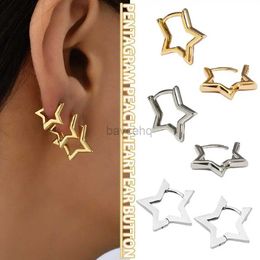 Hoop Huggie Gold Galvanised bold star ring waterproof earrings womens Jewellery Y2k star earrings 240326