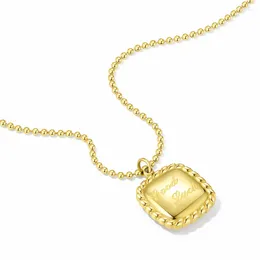 Pendant Necklaces INS Bead Necklace Simple Fashion Design Sense Letter Sugar Cube Titanium Steel Clavicle Chain