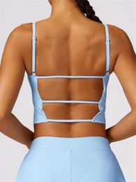 Yoga Outfit Sexy Thread Sports Bra Women Hollow Out Cross Beauty Back Bras Quick Drying Running Fitness Top Workout Vest Tops