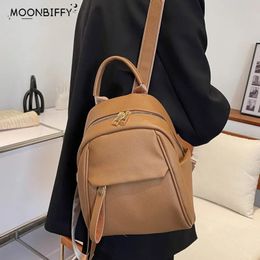 Quality Small PU Leather Backpack Bags for Women Trendy Back To School Teenagers Girls Luxury Kawaii 240323