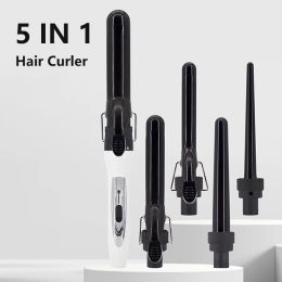Irons 5 in 1 Hair Styler Hair Curlers Rollers Curling Iron LED Ceramic Tourmaline Hair Curler Multifunction Styling Tools