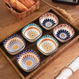 6pcs/set Soy Sauce Dipping Bowls, Porcelain Side Dishes Snack Ketchup Condiments Appetiser Dessert, Small Pinch Bowls Prep, Assorted Patterns, for Home