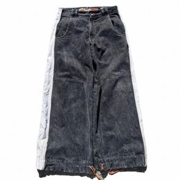 Hip Hop Punk New Jnco Y2k Jeans larghi Patchwork Vintage oversize Gamba larga Pantaloni in denim Uomo Donna Pantaloni larghi gotici Streetwear K5f6 #