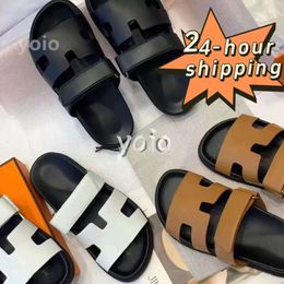 Top Quality Designer Sandals Slippers Beach Classic Flat Sandal Luxury Summer Lady Leather Flip Flops Men Women Slides 24--hour shipping