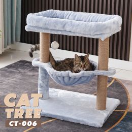 Scratchers 62cm 24.4Inches Soft Plush Pets Platform Tower Climbing Cute Frame House Sisal Posts Scratcher Cat Tree