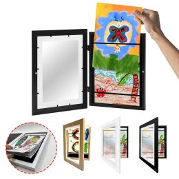 Frame Wood Photo Frame Front Open Changeable Photo Frame Stand Holder DIY Acrylic Picture Frame for Art Picture Room Desktop Ornament