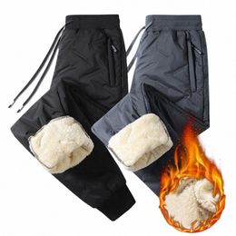 men Cott Pants Plush Elastic Waist Thick Heat Retenti Drawstring Plus Size Winter Lambswool Cott Trousers Male a3Mg#
