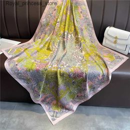 Scarves Luxury brand twill silk scarf womens headscarf Bandana fashionable 90cm square scarf design shawl bag Echarpe Foulard new Q240326