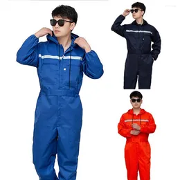 Men's Tracksuits Work Clothes Durable Unisex Overalls With Reflective Zipper Pockets For Auto Repairmen Safety Mechanics Dust-proof