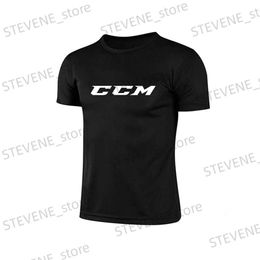 Men's T-Shirts CCM Mens Quick Dry Short Slve Gym Running Moire Wicking Round Neck T-Shirt Training Exercise Gym Sport Shirt Tops T240325