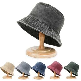 Bucket Hats Laundry denim bucket hat wide Brim cotton fisherman hat summer Panama sun hat outdoor summer beach fishing hatC24326