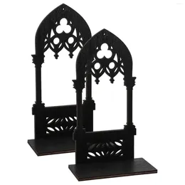 Candle Holders 1 Pair Of Candlestick Wooden Holder Stand Vintage Home Decor Sconce Goth