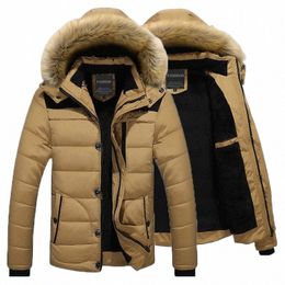 winter New Men Warm Cott Jacket Coats Fur Collar Hooded Parka Down Jackets Outerwear Thick Male Warm Overcoat Wool Liner Coat c75Z#