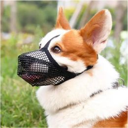 Muzzles Adjustable Dog Muzzle Anti Bark Mesh Dogs Mouth Muzzle Breathable Dog Mouth Cover Prevent Biting Chewing Mouth Mask Dog Supplies