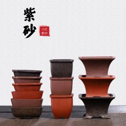 Vases China Yixing Purple Sand Ceramic Flower Pots Indoor Decoration Retro Flower Pots Desktop Miniature Greenery Bonsai Pots