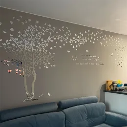 Stickers 3D XL Living Room Decor Wall Sticker Love Tree Decals Home Wall Decoration Acrylic Mirror Stickers TV Background Wallpaper