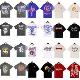 The new Hellster Wash fabric hell star trend street fashion label with men and women loose thin round neck short sleeve