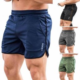 quick-dry Shorts Men's Quick-dry Fitn Shorts with Pockets Streetwear Letter Print Mid-rise Elastic Waist Shorts for Gym 97kU#