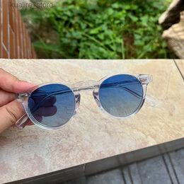 Sunglasses Sunglasses Men 2023 Gregory Peck Brand Design Sunglasses Transparent Sun Glasses Vintage Round Sunglassesblue Glasses Men L240322