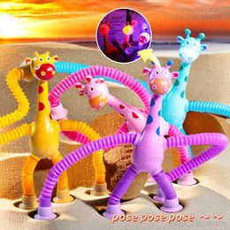 Decompression Toy Children Suction Cup Giraffe Toys Pop Tubes Stress Relief Telescopic Giraffe Toy Sensory Bellows Toys Anti-stress Squeeze Toy T240325