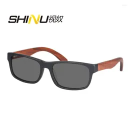 Sunglasses SHINU Wooden Men Polarised Sun Glasses Single Vision Prescription Driving Acetate Myopia Diopter