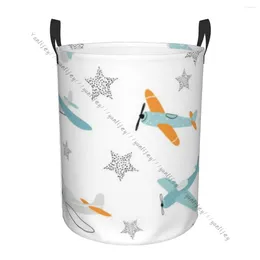 Laundry Bags Dirty Basket Foldable Organiser Cute Aircraft And Stars Clothes Hamper Home Storage