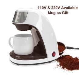 Tools 110V/220V Single Serve Coffee Maker for Ground Coffee Stainless Steel Coffee Brewer Small Drip Coffee Maker Office Home Use