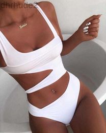 9 Colours Womens One Piece Swimsuit Bikinihollow Up Bikini Sexy Swimwear Solid Colour Hollow Out Waist Irregular Swimwears M09J