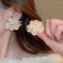 Stud Earrings Exaggerated Crystal Acrylic Flower For Women Luxury Temperament Fashion Party Jewelry