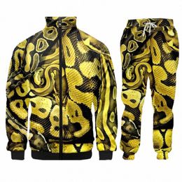 men's Gothic Snake Horror Animal Tracksuit Hoodies Pants Jogging Sweatpants Sets Winter Jogger Jacket Suit Sweatshirt Pullover S5Z2#