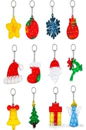 Pop Its Fidget Sensory Toys Christmas Keychain Push Bubble Party Favor Key Rings Pendant Toy Funny Antistress Relief Gift5533929