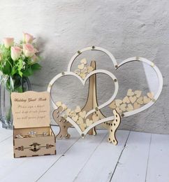 Double Heart shape Wedding guest book Decoration Rustic Sweet Heart Drop box Wedding drop box 3D Guestbook wooden box 2106106362739