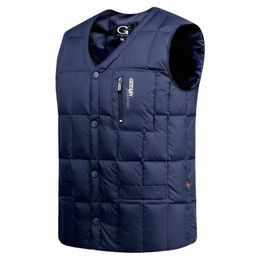 white Duck Down Vest Men Lightweight Autumn Winter Warm Padded Sleevel Jacket Male Black Golf Fi Casual Butt Waistcoat C7i3#