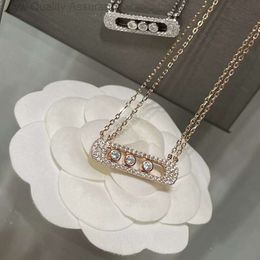 Designer messikas Jewellery High Version 925 Macassie New Full Diamond Three Diamond Sliding Double-layer Necklace Minimalist Collarbone Necklace for Women 2024
