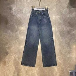 Women's Jeans Designer slim waist Pants a trendy brand with three cornered logo decoration high waist straight leg wide leg pants jeans and women's floor mop pants