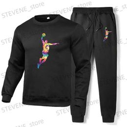 Men's Tracksuits Cotton Tracksuit Men Sweatshirt Sweatpants 2 piece set mens basketball Sport Suit Casual swatshirts strtwear jogging men set T240326